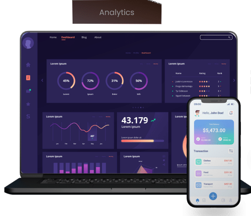 Analytics Dashboard on Mobile and Desktop